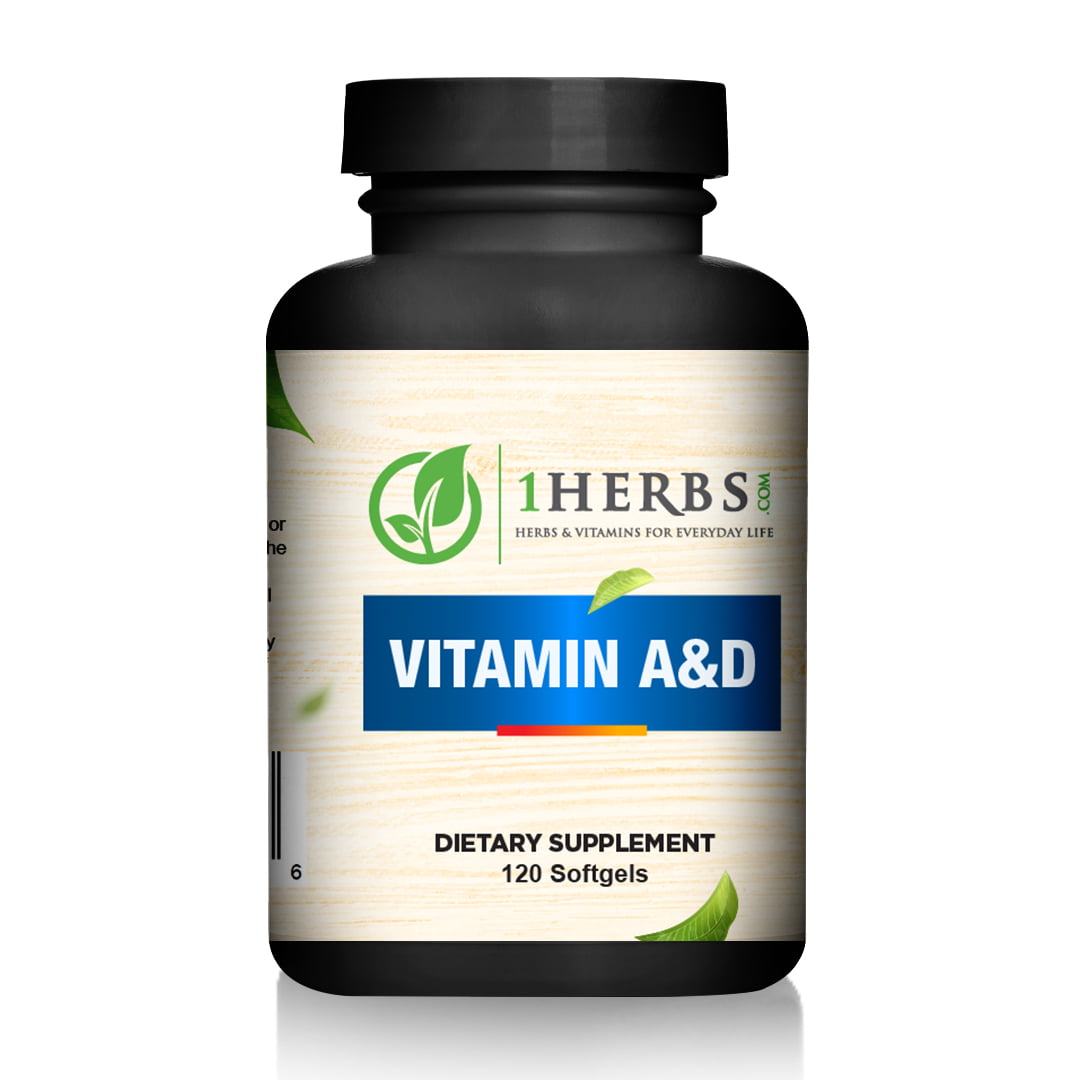 1Herbs Vitamin A & D Gel Caps 120ct – Cod Liver Oil, Immune, Bone & Vision Support