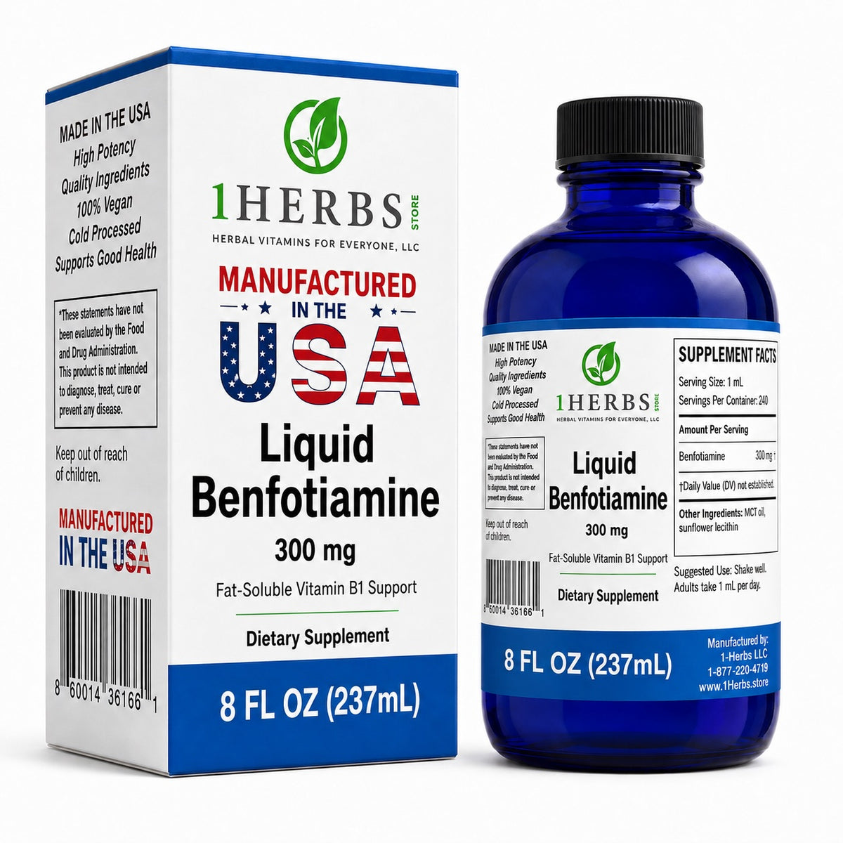 Liquid Benfotiamine 300mg per serving – Fat-Soluble Vitamin B1