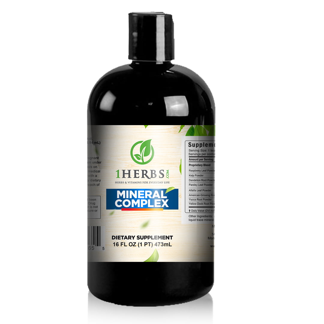 1Herbs Liquid Mineral Complex 16oz – Magnesium, Potassium, Sodium & Chloride, Alcohol-Free