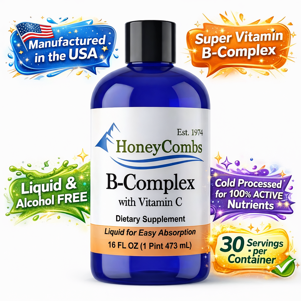 Liquid B-Complex Vitamin C drops product photo for energy and immunity — 1Herbs