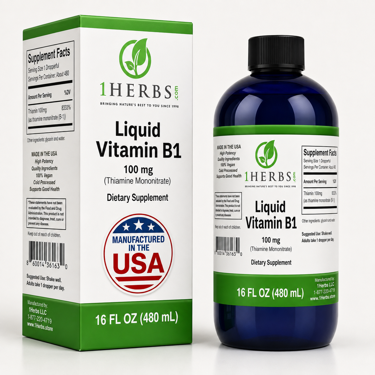 Liquid Thiamine Mononitrate 100mg per serving (Vitamin B1) – Alcohol-Free