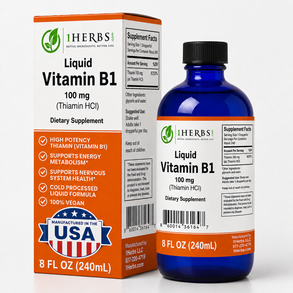 Liquid Thiamine HCl 100mg per serving (Vitamin B1) – Alcohol-Free