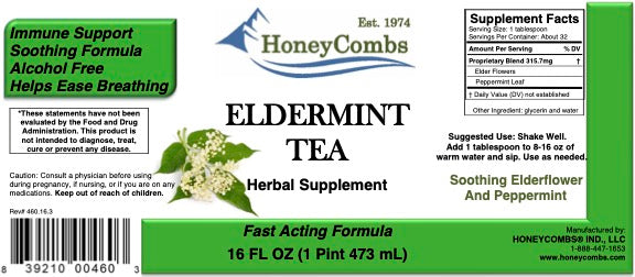 Eldermint liquid extract bottle – alcohol-free elderflower and peppermint tea blend — 1Herbs