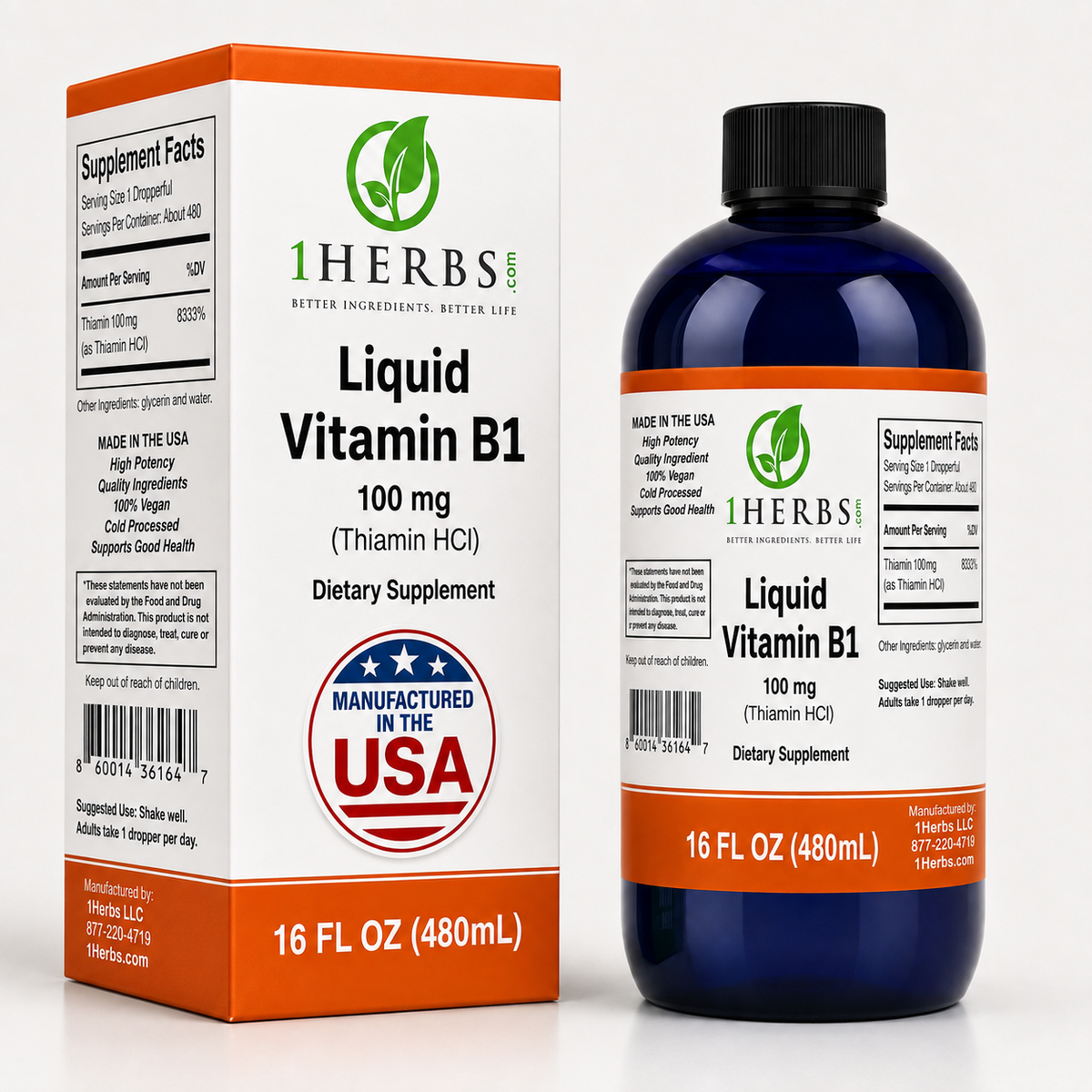 Liquid Thiamine HCl 100mg per serving (Vitamin B1) – Alcohol-Free