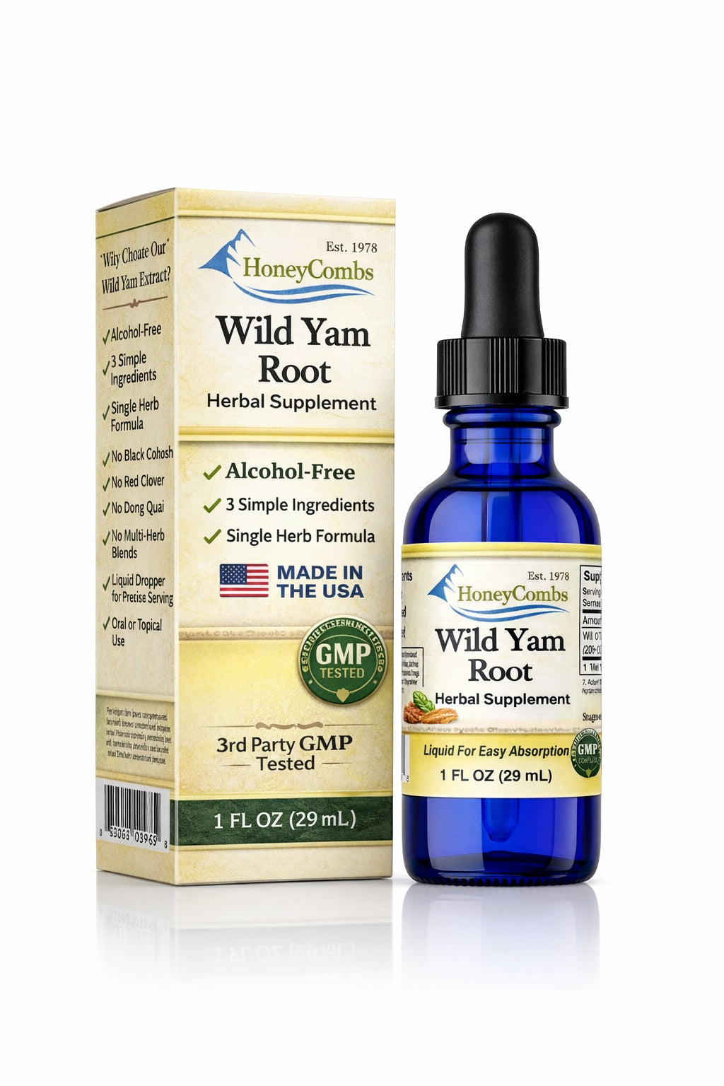 1Herbs Liquid Wild Yam Root Extract – Alcohol-Free Hormonal Balance & Digestive Support