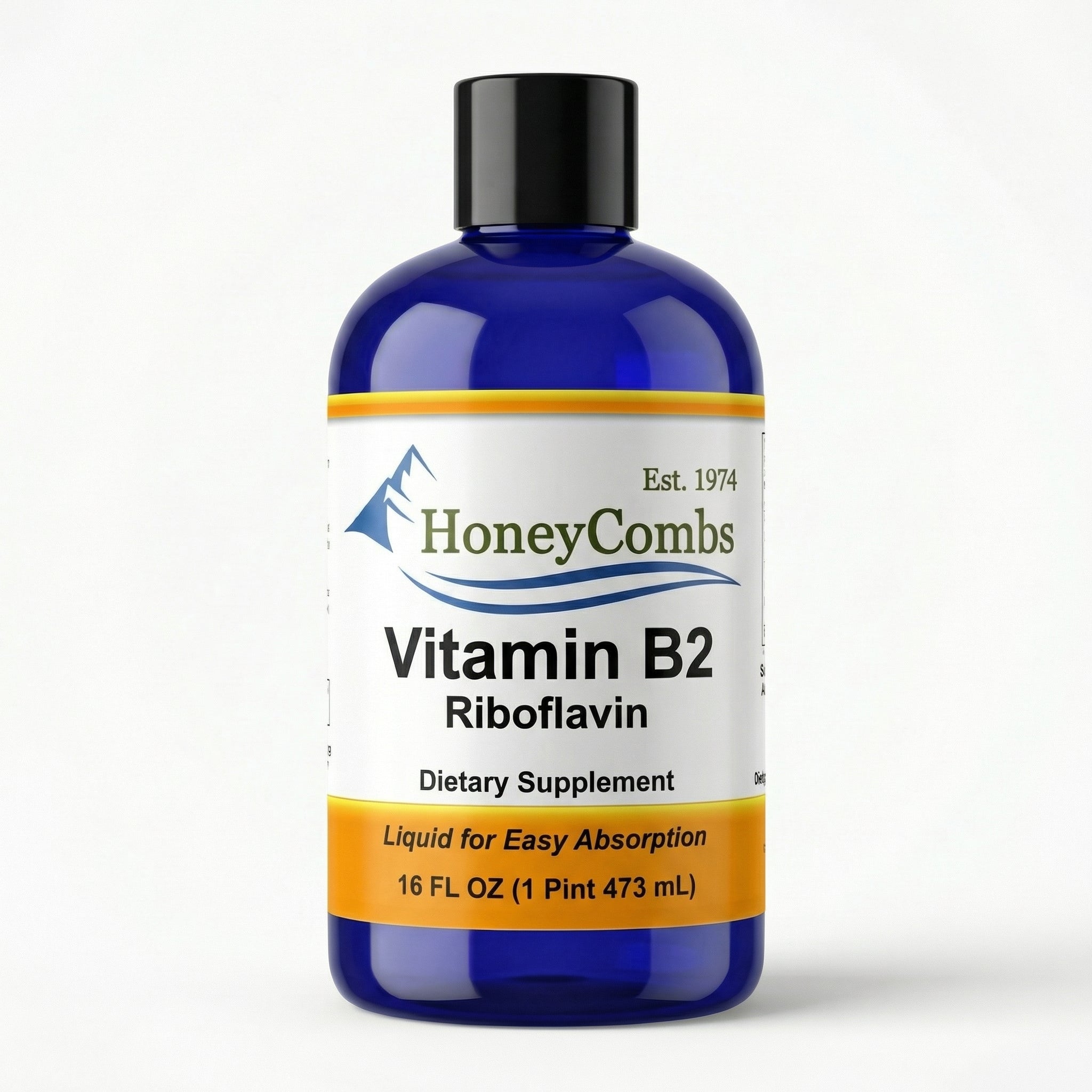 Liquid Vitamin B2 Riboflavin 16oz alcohol-free family-size bottle — 1Herbs