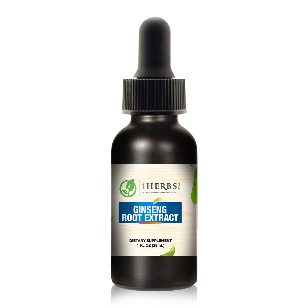 1Herbs Wild American Ginseng Root Extract – Alcohol-Free Adaptogen, Energy & Immune Support